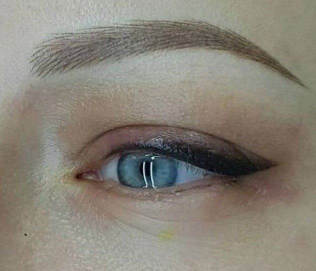 Татуаж бровей волосковым методом фото До - The Lashes
