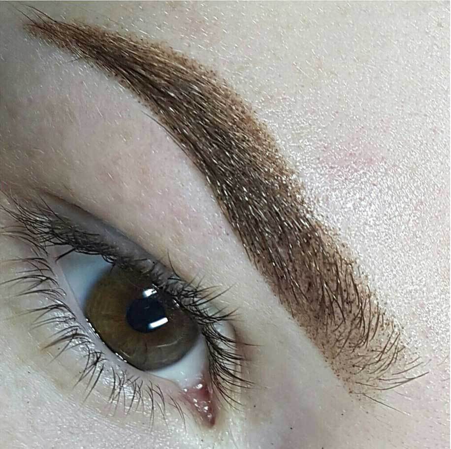 Пудровый татуаж бровей фото до и после - The Lashes
